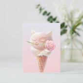 Ice Cream Kat – Rosy & Dreamy Aankondigingskaart (Staand voorkant)