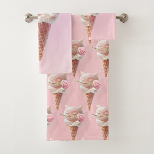 Ice Cream Kat – Rosy & Dreamy Bad Handdoek (Insitu)