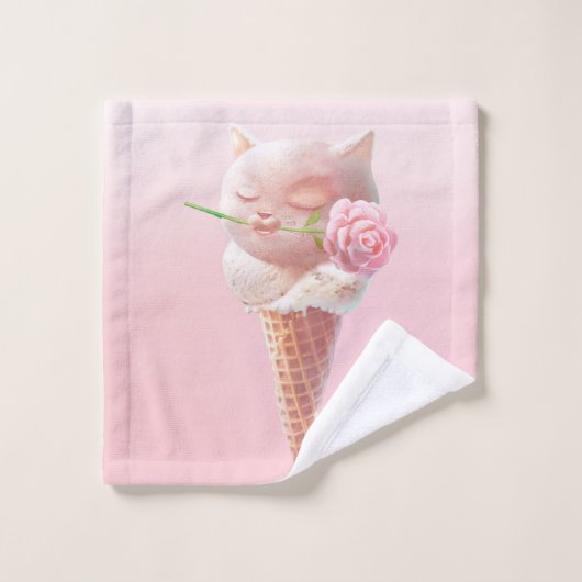 Ice Cream Kat – Rosy & Dreamy Bad Handdoek (Wasdoekje)