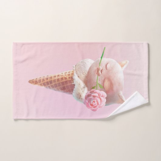 Ice Cream Kat – Rosy & Dreamy Bad Handdoek (Handdoek)