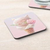 Ice Cream Kat – Rosy & Dreamy Bier Onderzetter (Linkerzijde)