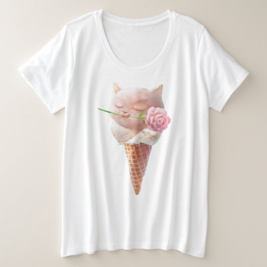 Ice Cream Kat – Rosy & Dreamy Grote Maat T-shirt (Design voorkant)