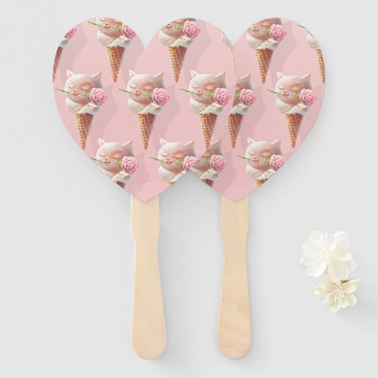 Ice Cream Kat – Rosy & Dreamy Handwaaier (Voorkant en achterkant)