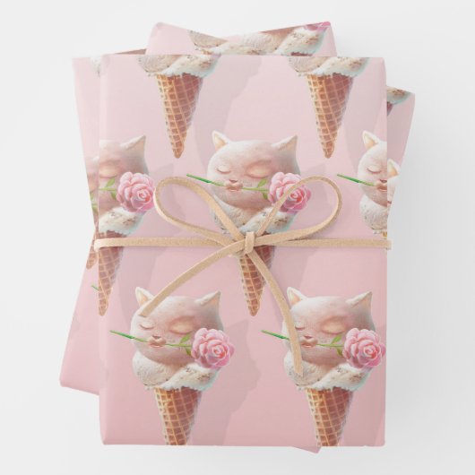Ice Cream Kat – Rosy & Dreamy Inpakpapier Vel (In situ)