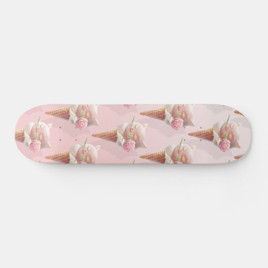 Ice Cream Kat – Rosy & Dreamy Persoonlijk Skateboard (Horizontaal)