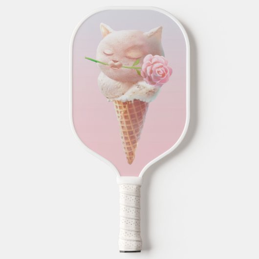 Ice Cream Kat – Rosy & Dreamy Pickleball Paddle (Voorkant)