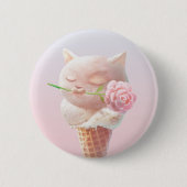 Ice Cream Kat – Rosy & Dreamy Ronde Button 5,7 Cm (Voorkant)