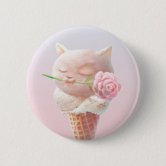 Ice Cream Kat – Rosy & Dreamy Ronde Button 5,7 Cm (Voorkant)