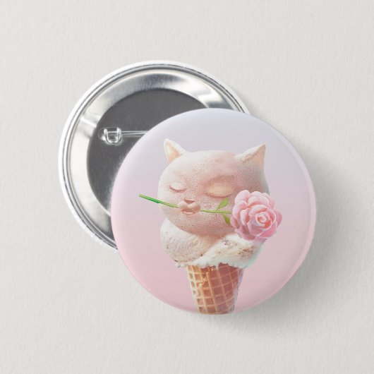 Ice Cream Kat – Rosy & Dreamy Ronde Button 5,7 Cm (Voorkant /achterkant)