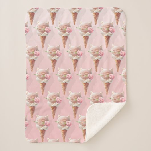 Ice Cream Kat – Rosy & Dreamy Sherpa Deken (Voorkant)