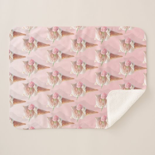Ice Cream Kat – Rosy & Dreamy Sherpa Deken (Voorkant (horizontaal))