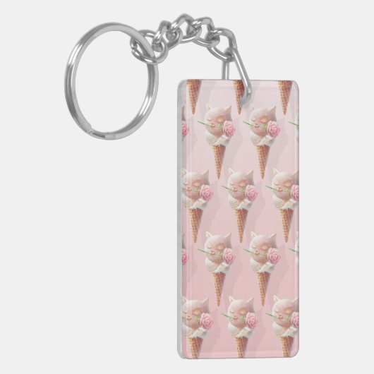Ice Cream Kat – Rosy & Dreamy Sleutelhanger (Voorkant Links)