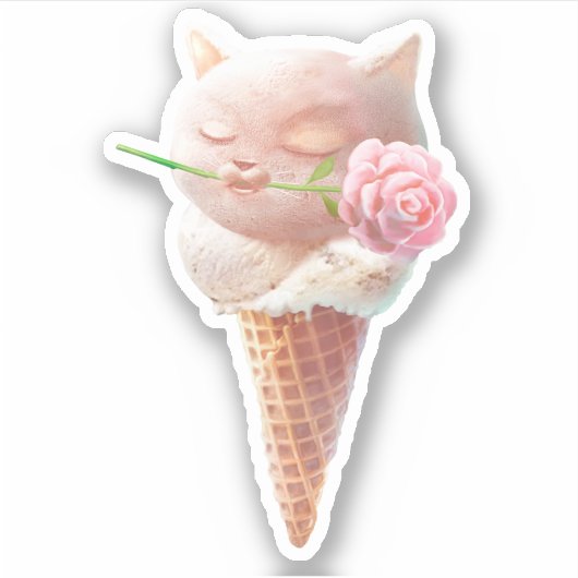 Ice Cream Kat – Rosy & Dreamy Sticker (Voorkant)