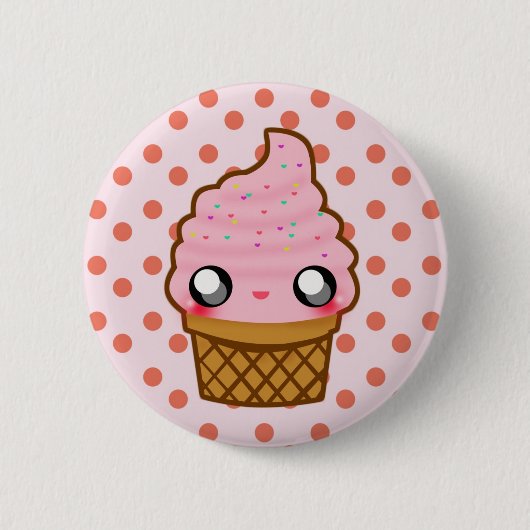 Ice Cream KawaiiGoods.Com Logo Ronde Button 5,7 Cm (Voorkant)