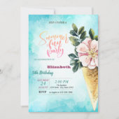 Ice Cream Kegelbloemen Zomer Verjaardagsfeest Kaart (Voorkant)