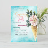 Ice Cream Kegelbloemen Zomer Verjaardagsfeest Kaart (Staand voorkant)