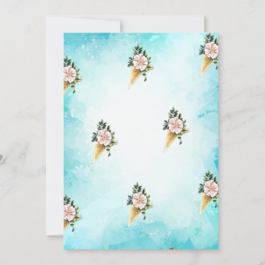 Ice Cream Kegelbloemen Zomer Verjaardagsfeest Kaart (Achterkant)