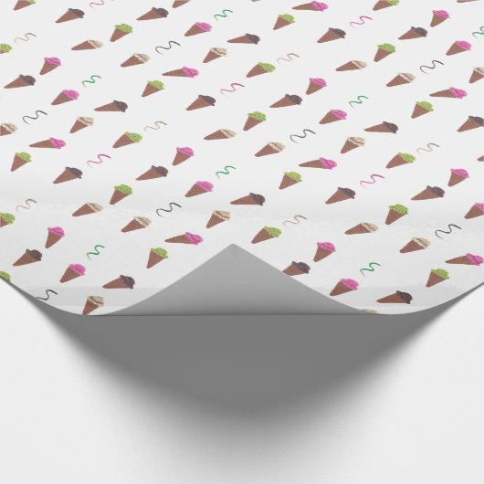 Ice Cream Kegels & Linten Verjaardag Wrapping Papi Cadeaupapier (Hoek)