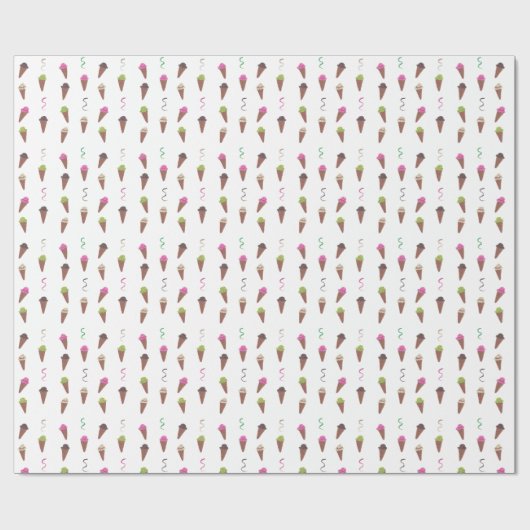 Ice Cream Kegels & Linten Verjaardag Wrapping Papi Cadeaupapier (Vlak)