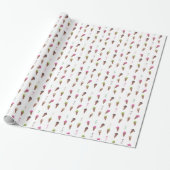 Ice Cream Kegels & Linten Verjaardag Wrapping Papi Cadeaupapier (Uitgerold)
