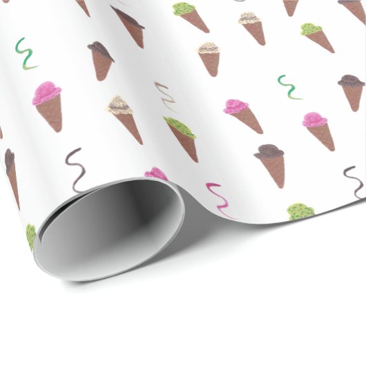 Ice Cream Kegels & Linten Verjaardag Wrapping Papi Cadeaupapier (Rol Hoek)