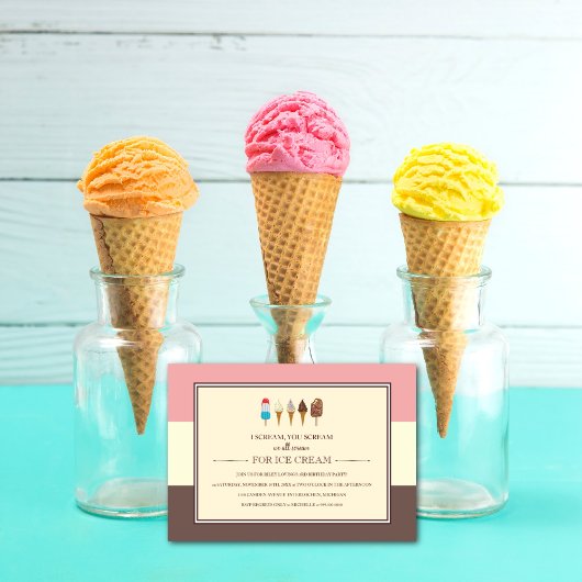 Ice Cream Kids Birthday Party Invitations Kaart