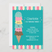 Ice Cream Kids Verjaardagsfeestje Blauwgroen Kaart (Voorkant)