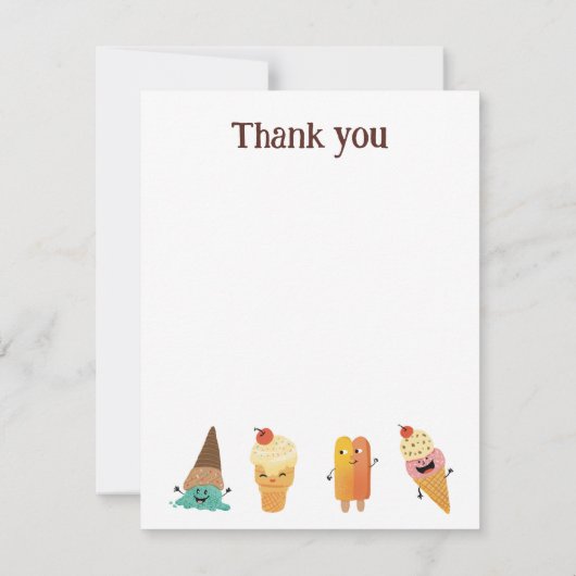 Ice Cream Kids Verjaardagsfeestje Dank je kaart (Achterkant)
