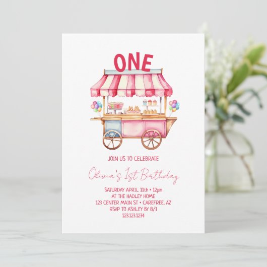 Ice Cream Kind is 1e verjaardag Kaart (Staand voorkant)