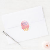 Ice Cream Kinderen, roze blauwe naam Ronde Sticker (Envelop)