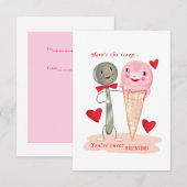 Ice Cream Kleine Traditionele  Valentijn Kaart (Voorkant / Achterkant)