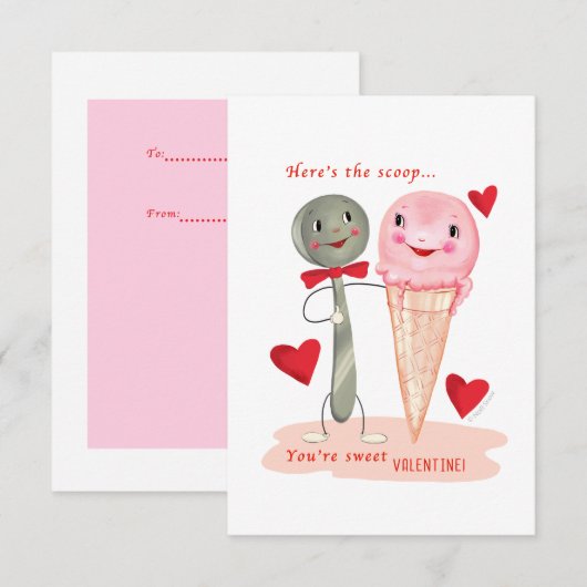 Ice Cream Kleine Traditionele  Valentijn Kaart (Voorkant / Achterkant)