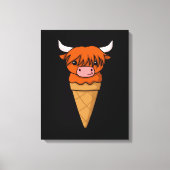 Ice Cream Koe geeft Funny Scottish Highland Koe Canvas Afdruk (Voorkant)