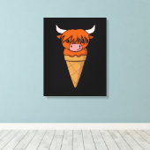 Ice Cream Koe geeft Funny Scottish Highland Koe Canvas Afdruk (Insitu (Houten vloer))