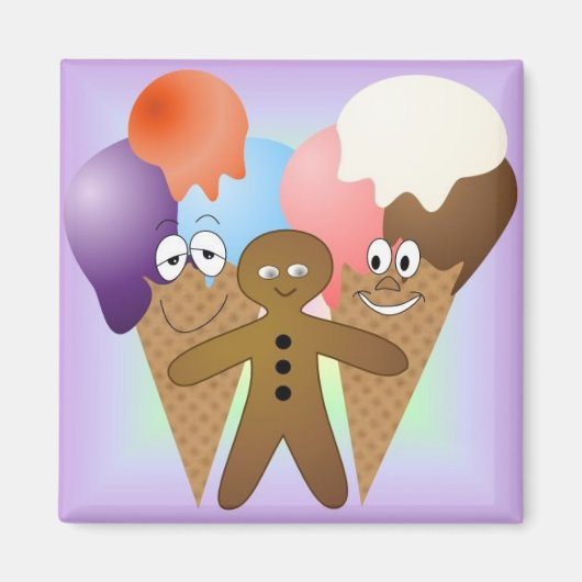 "Ice Cream" Koelkast Magnet SQUARE (Voorkant)