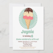 Ice Cream Kone Boys Girls Birthday Party Kaart (Voorkant)