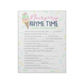 Ice Cream Kwekerij Rhyme Baby shower Game Pack Notitieblok (Linkerzijde)