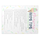 Ice Cream Kwekerij Rhyme Baby shower Game Pack Notitieblok (Voorkant)