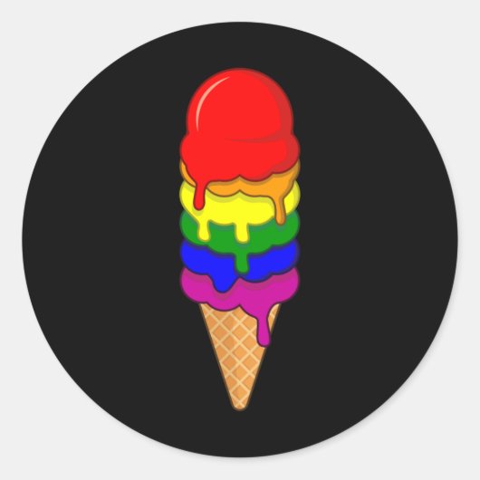 Ice Cream LGBT Pride Month LGBTQ Rainbow Flag Ronde Sticker (Voorkant)