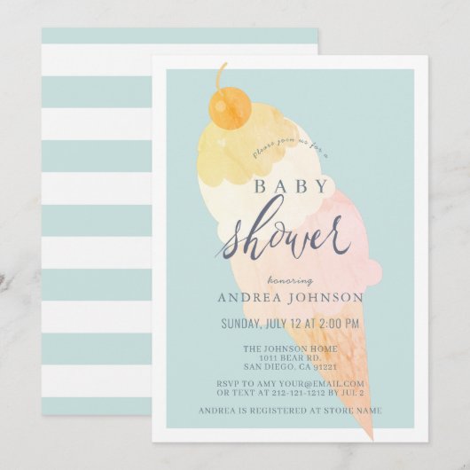 Ice Cream Lichtblauw Jongen Baby shower Kaart (Voorkant / Achterkant)