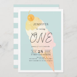 Ice Cream Light Blue 1e verjaardag Kaart