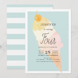 Ice Cream Light Blue Birthday Kaart