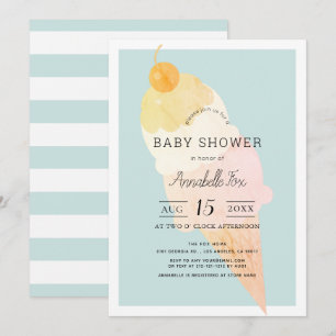 Ice Cream Light Blue Boy Baby shower Kaart