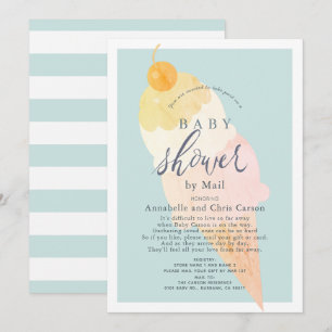 Ice Cream Light Blue Boy Baby shower per post Kaart