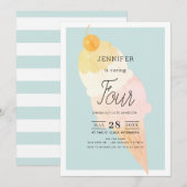 Ice Cream Light Blue Verjaardag Kaart (Voorkant / Achterkant)