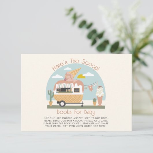 Ice Cream Light Roze Baby shower Book Request Informatiekaartje (Staand voorkant)