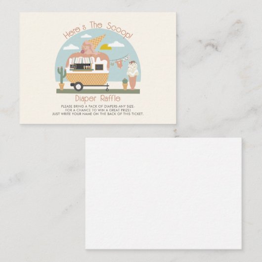Ice Cream Light Roze Baby shower Diaper Raffle Informatiekaartje (Voorkant / Achterkant)