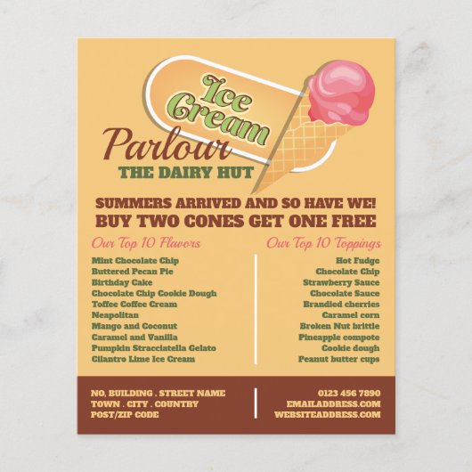 Ice Cream Logo, Ice Cream Parlor Adverteren Flyer (Voorkant)