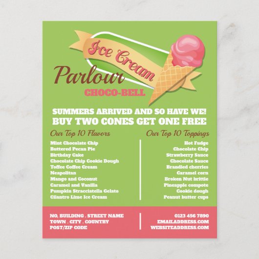 Ice Cream Logo, Ice Cream Parlor Adverteren Flyer (Voorkant)
