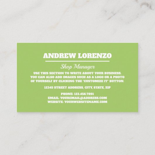 Ice Cream Logo, Ice Cream Parlor Visitekaartje (Achterkant)